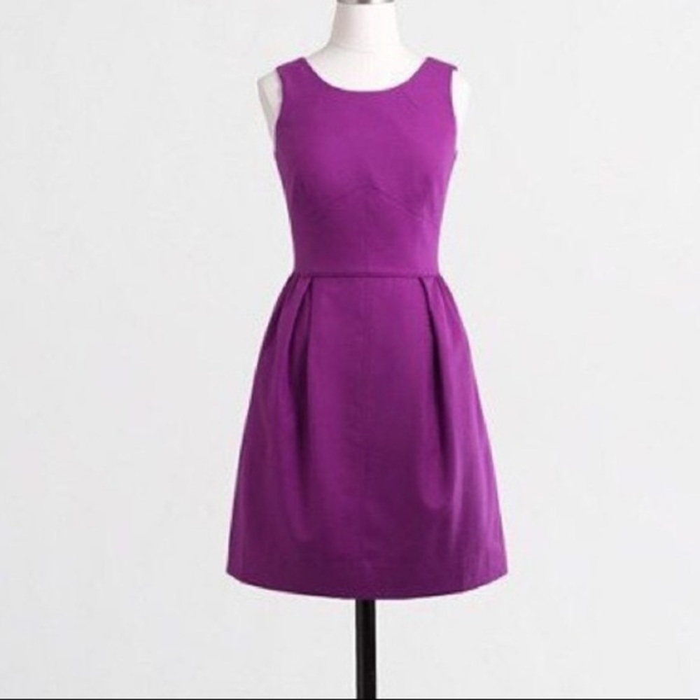 J Crew Purple Pleated Wool Dress - 16